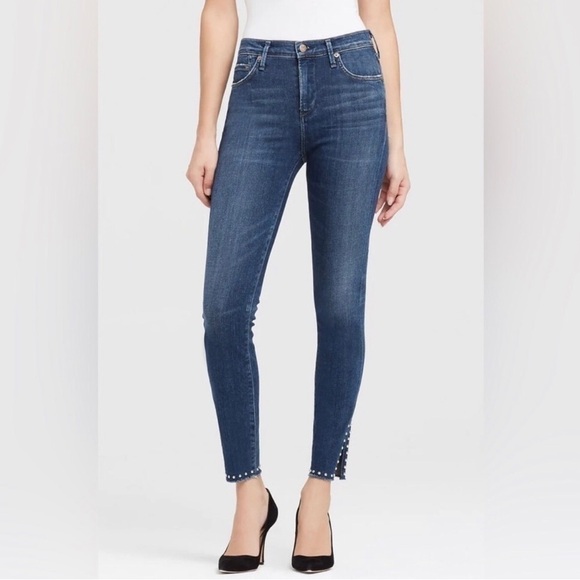 COH Rocket High Rise Skinny Ankle Split Hem Jean Studded Ventana-Size 28 - Picture 1 of 13